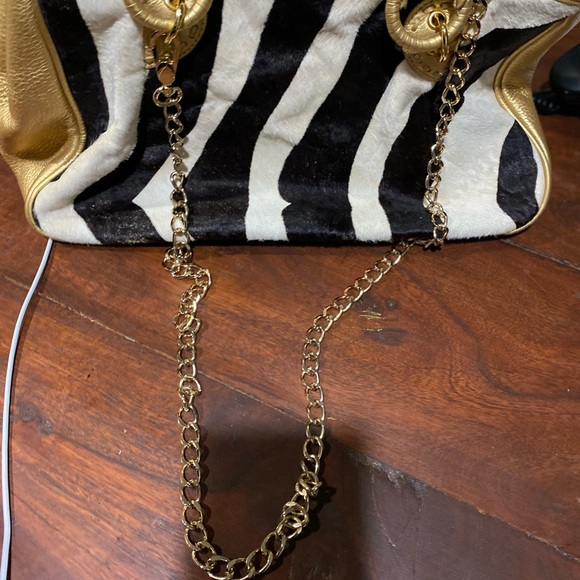 NOT FOR SALE- BEVERLY FELDMAN GOLD AND ZEBRA PRINT CALF HAIR LEATHER BAG - Picture 14 of 14